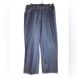 Women Within 100% Cotton Dark rinse Blue Denim Jeans 16WP Classic Fit Elastic